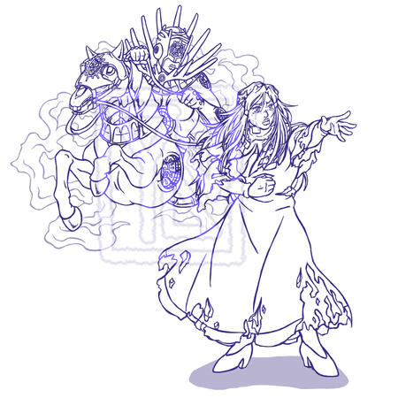 Lined Commission of Perla Pucci with an evolved Stand